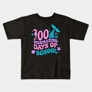 Cute 100 Mermazing Days of School Kids Girls Mermaid Lover Kids T-Shirt